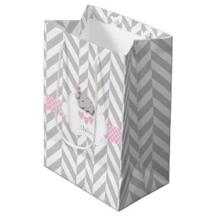 Baby Roze ellephant-ontwerp - Babymeisje Medium Cadeauzakje