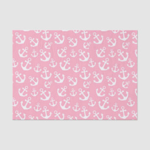Baby Roze en Witte Anker Zeevaart Patroon Tissuepapier