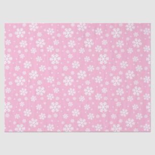 Baby roze en witte kerstsnowflakes patroon tissuepapier