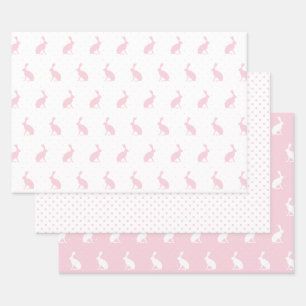 Baby roze en witte konijnen met het Polka Dots Pat Inpakpapier Vel
