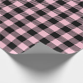 Baby roze en zwarte buffel geruit Cadeaupapier (Hoek)