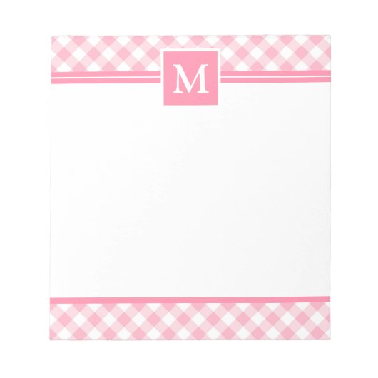 Baby Roze geruite Monogram Notitieblok (Voorkant)