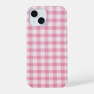 Baby Roze Gingham Patroon iPhone 15 Hoesje