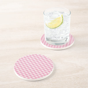 Baby Roze Gingham Patroon Zandsteen Onderzetter