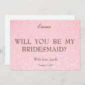 Baby roze glitter zal je mijn Bridesmaid zijn Kaart (Voorkant / Achterkant)