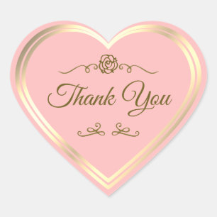 Baby Roze Gouden Frame Vintage Roos Schattig Dank  Hart Sticker
