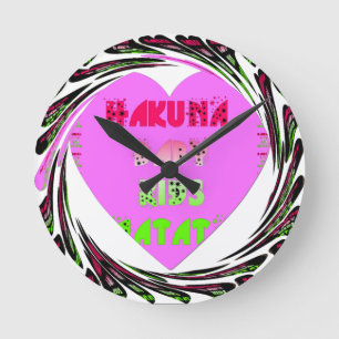 Baby roze harten Hakuna Matata Baby Kinder Design. Ronde Klok