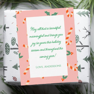 Baby roze Kerst snoepjes familiekaart Feestdagenkaart