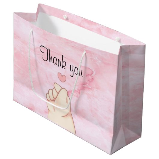 baby roze koreaans hart groot cadeauzakje (Voorkant Gekanteld)