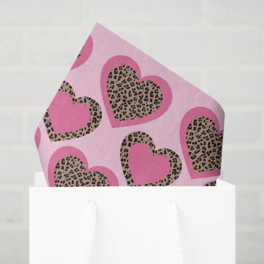 Baby Roze Leopard Hearts Party Tissuepapier (Cadeauzakje)
