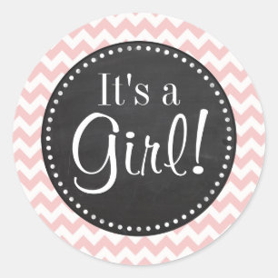 Baby roze, lichtroze Chevron Stripes; alk Ronde Sticker