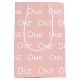 Baby roze meisje's eerste verjaardag medium cadeauzakje