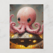 Baby Roze Octopus UFO Briefkaart (Voorkant)