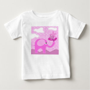 Baby Roze olifant en bloemen