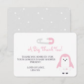 Baby Roze Penguin Dank u Kaart (Voorkant / Achterkant)