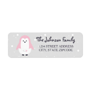 Baby Roze Pinguïn Etiket