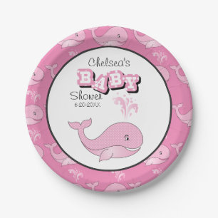 Baby Roze Polka-onderzeese walvis   Personaliseren Papieren Bordje