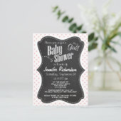 Baby-roze pooldots; alkbord uitnodiging briefkaart (Staand voorkant)