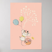 baby roze poster - schattige kleine muis