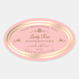 Baby Roze Product Label Goud Lijst  Roos