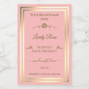 Baby Roze Product Label Goud Lijst Roos Voedselcontainer Etiket
