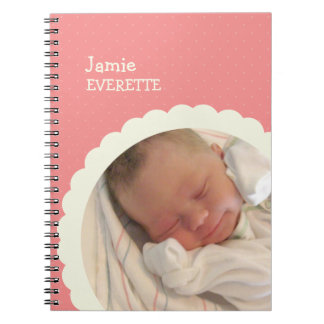 Baby roze puntscalp cirkel aangepast fotojournaal notitieboek