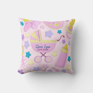 Baby Roze Sterren en Koets Keepsake Kussen