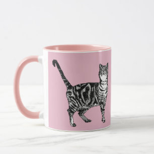 Baby Roze Tabby cat Katten Whimsical Art Mok