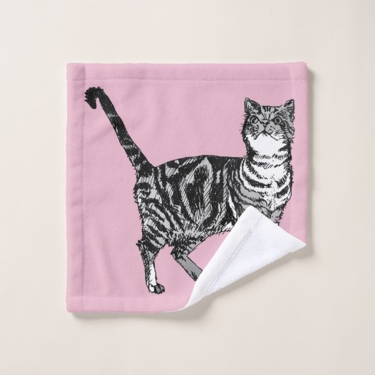 Baby roze tablet kattenkat Meisjes Kunsthanddoekje Bad Handdoek (Wasdoekje)