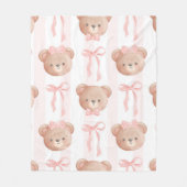 Baby Roze teddyberen en bogen Fleece Deken (Voorkant)