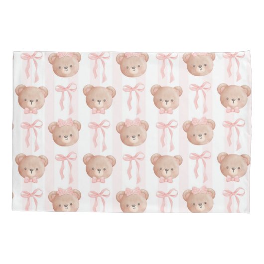 Baby Roze teddyberen en bogen Kussensloop (Achterkant)