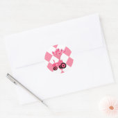 Baby roze tractor met ballonnetjes ronde sticker (Envelop)