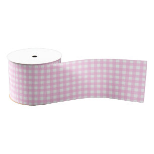 Baby roze witte gingham Check Pattered Grosgrain Lint