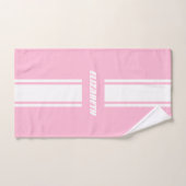 Baby Roze Witte Racing Stripes Monogram Kinder Mei Bad Handdoek (Handdoek)