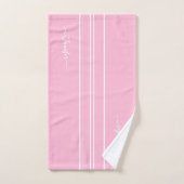 Baby Roze Witte Racing Stripes Monogram Meisjes Ki Bad Handdoek (Handdoek)