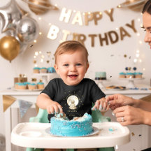 Baby Ruimtevaarder Eerste Verjaardag Maan Sterren 