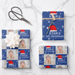 Baby`s 1e Kerst Foto Santa Hoed Sneeuwvlok  Inpakpapier Vel