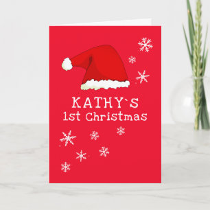 Baby`s 1e Kerstmis Santa Hat Sneeuwvlok Foto Kaart