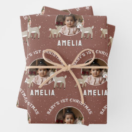 Baby’s 1st Christmas Reindeer Keepsake Photo Inpakpapier Vel