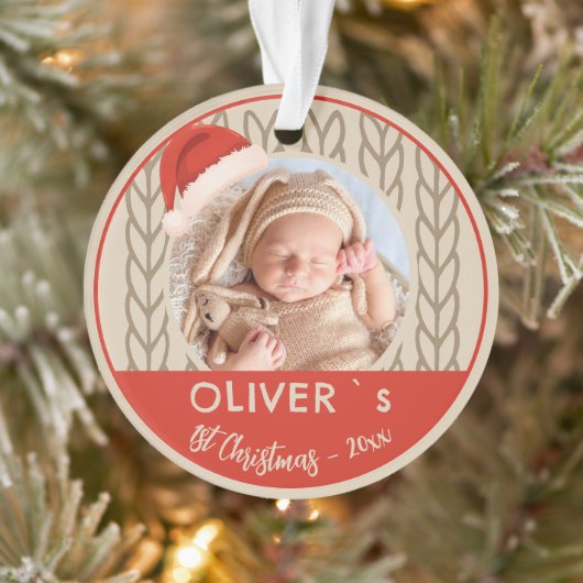 Baby`s 1st Christmas Santa Hat Knitting Photo (Arbre)