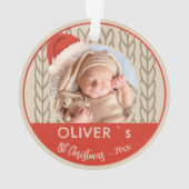 Baby`s 1st Christmas Santa Hat Knitting Photo (dos)