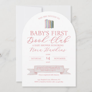 Baby’s First Book Club Baby Shower Invitation Kaart
