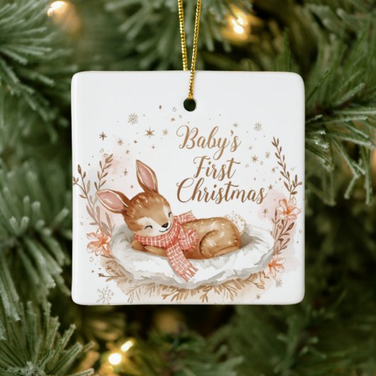 Baby’s First Christmas A Square Keepsake Keramisch Ornament (Boom)