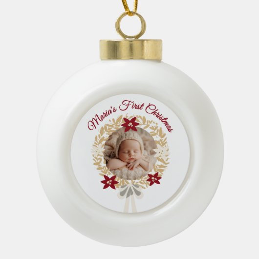 Baby’s First Christmas Ceramic Ball Ornament (Voorkant)