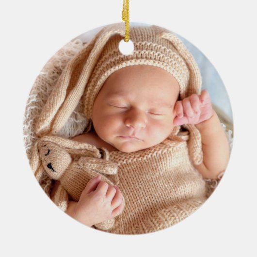 Baby’s First Christmas Woodland Reindeer Keramisch Ornament (Achterkant)