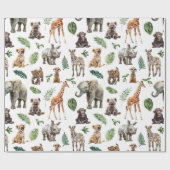 Baby Safari Dieren Cadeaupapier (Vlak)