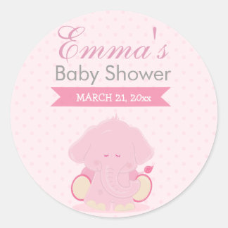 Baby Safari Roze Sleepy Elephant Ronde Sticker