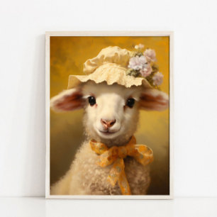 Baby Schaap Vintage Portret, Victoriaans Dierenpor Poster