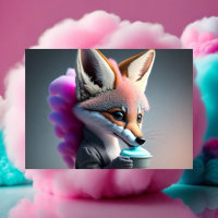 Baby, schattig, cartoon grijs Fox die snoep van ka