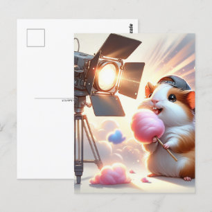 Baby, schattig dier met katoenen snoep, postcrossi briefkaart